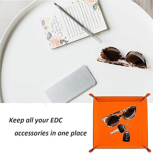 Miniatura 3 de siduater Bandeja de almacenamiento de escritorio, caja de reloj de piel sintética, billetera para cambio de monedas, bandeja para llaves (azul