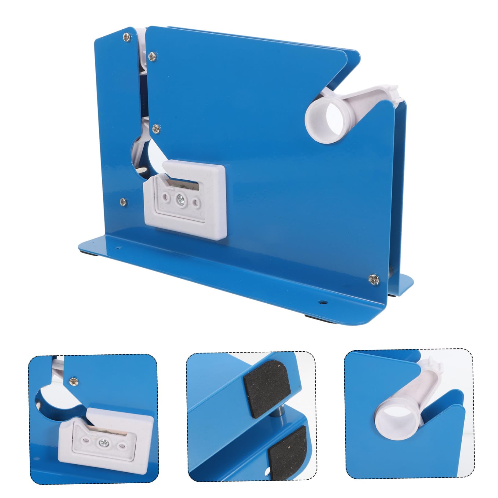 Gatuida Sigillatrice per Sacchetti in Ferro e Plastica Dispenser Nastro Adesivo Blu, Dispositivo Versatile per Sigillatura Sicura di Sacchetti di Prodotti e Verdure in Ristoranti e Case