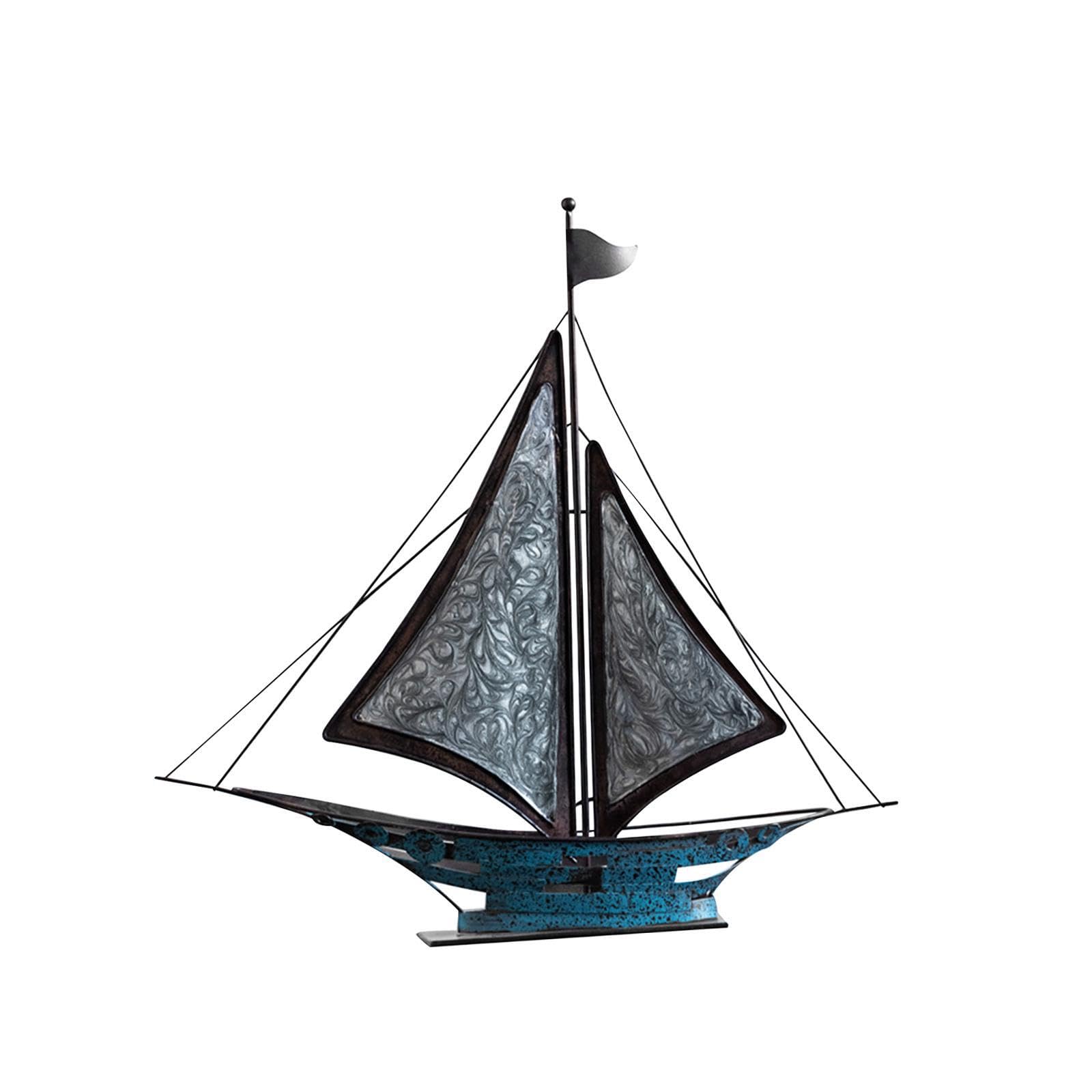 TWISAXC for Creative Collection Retro Sailboat Model Iron Artwork Good Luck Gift For Housewarming Cabinets Sailboat Decor Bedroom