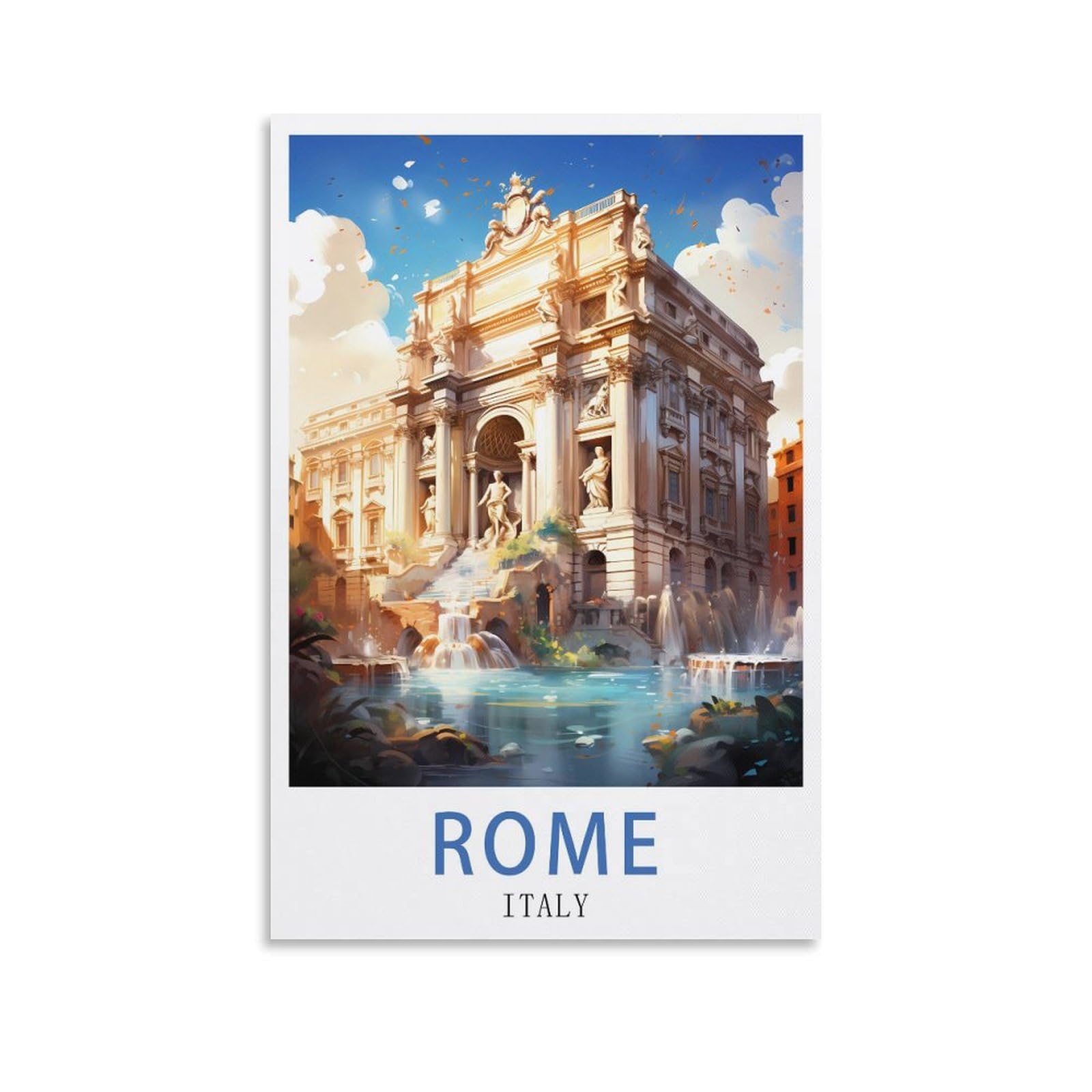 Lolwnni Unframe-Style Rome Italy Vintage Travel Posters 16X24inch(40X60cm) Canvas Wall Art Print Picture Paintings For Living Room Bedroom Decor