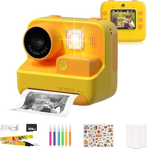 Cámara para niños impresión instantánea 48 megapíxeles y resolución 1080P HD cámaras de video digital para niñas y niños de 3 a 12 años con tarjeta