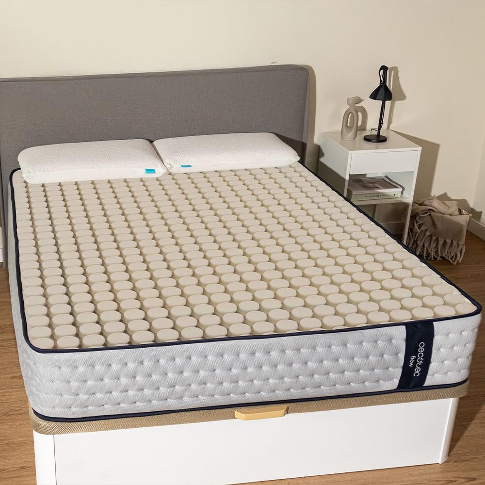 Cecotec Colchón Viscoelástico y Muelles Ensacados Flow 6700 Hybrid 90x190. Multicapa, Altura 26cm, Firmeza Media-Suave, Independencia de Lechos, Transpirabilidad, Doble Cara para Invierno y Verano