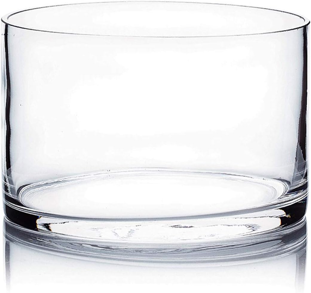 WGV Cylinder Vase, Width 6", Height 4", Clear Glass Container Terrarium Candle Holder for Wedding Centerpiece, Party Event, Home Office Decor, 1 Piece