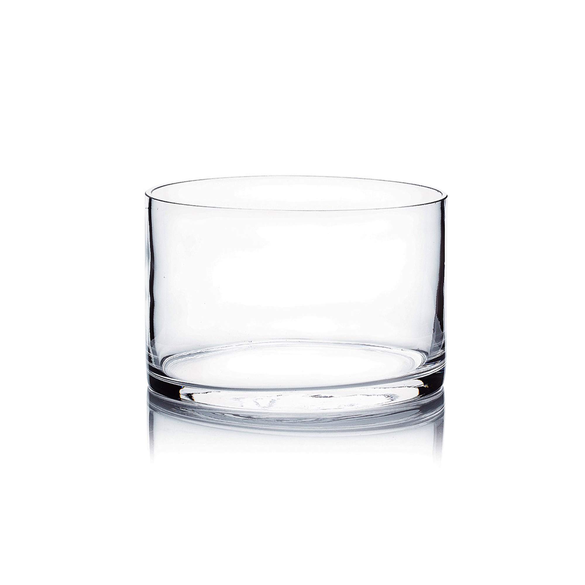 WGV Cylinder Vase, Open Width 6", Height 4", Clear Glass Floral Container, Candle Holder for Wedding Centerpiece, Party Event, Home Office Decor, 1 Piece