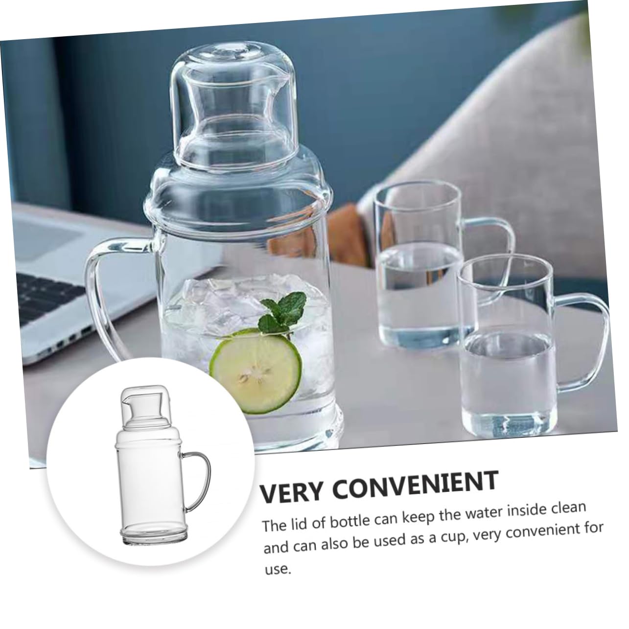 Große Hitzebeständige Glas Wasserkanne 2000ml für Haushalt und Party mit Klassischem Design und Hoher Temperaturbeständigkeit