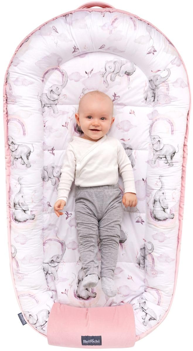 Bellochi Habarigani - Nido per neonati XXL, 100% cotone, 120 x 65 cm, con bordi protettivi, 0-9 m, Habarigani