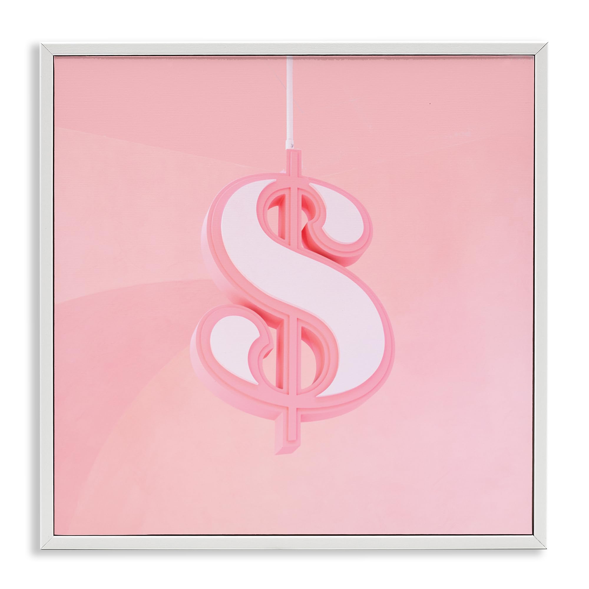 Poster Dollar rose pastel gris encadré Stupell tableau mural carré 43 cm