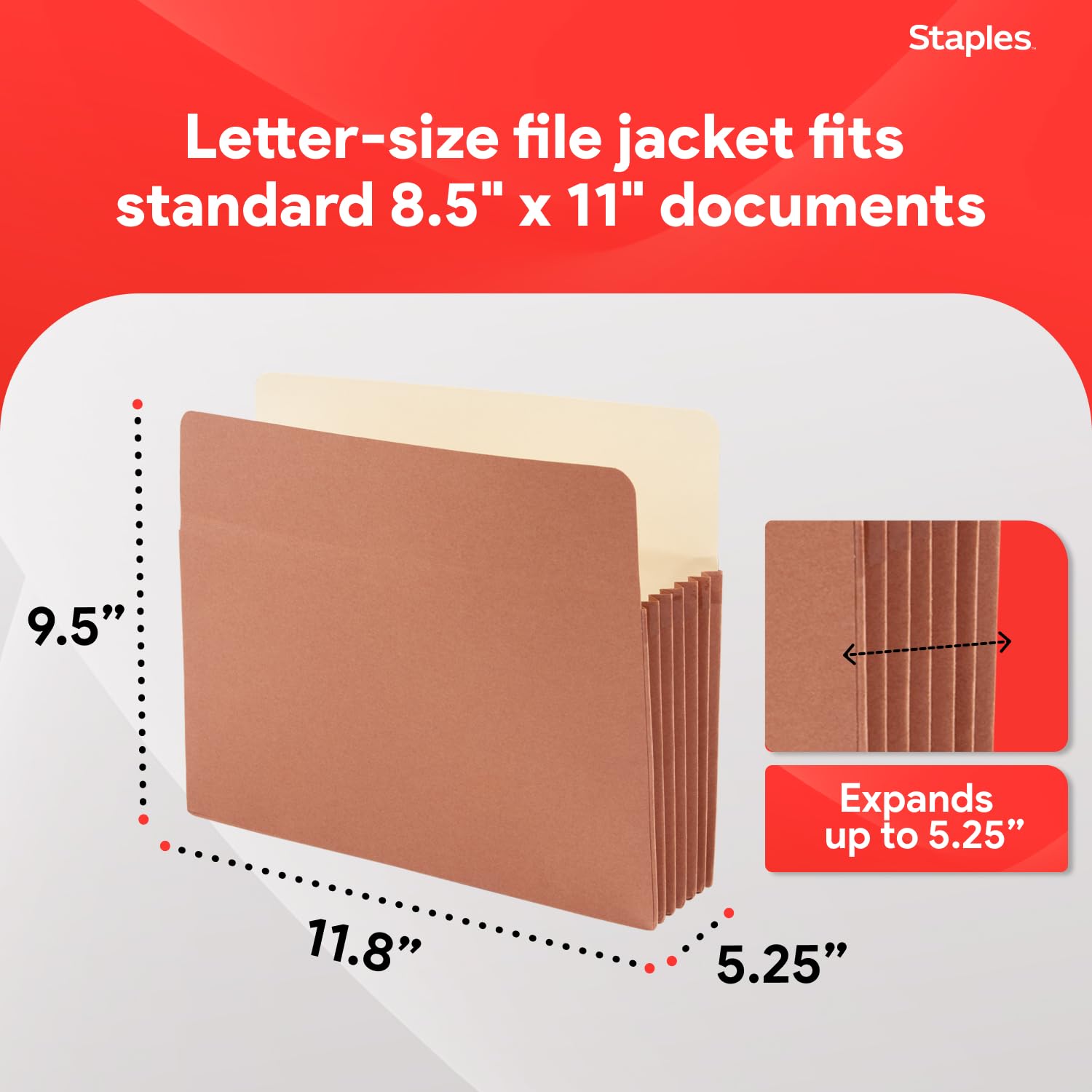 Staples 418335 - Cartella espandibile con tasche espansive, 10 cm, colore: Marrone