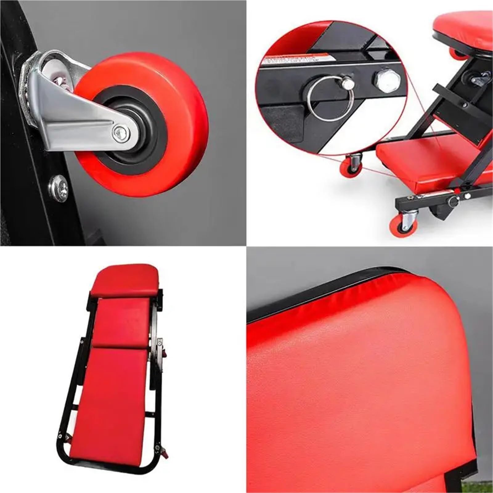 Taburete Taller Camilla mecánica para Debajo del Piso del automóvil Camilla de Garaje con 6 Ruedas Camilla de reparación de automóviles Asiento Plegable Ajustable Asiento de mecanico(Black)