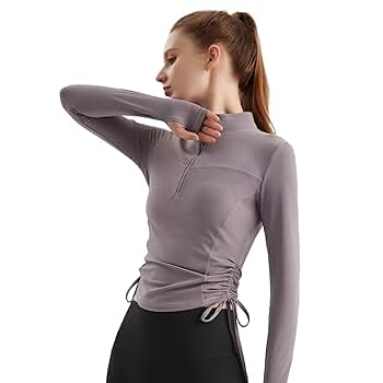 HOKA レディース ハーフジップ長袖トップス 青 onelit レディース クロップド オーバーサイズ ハーフジップ