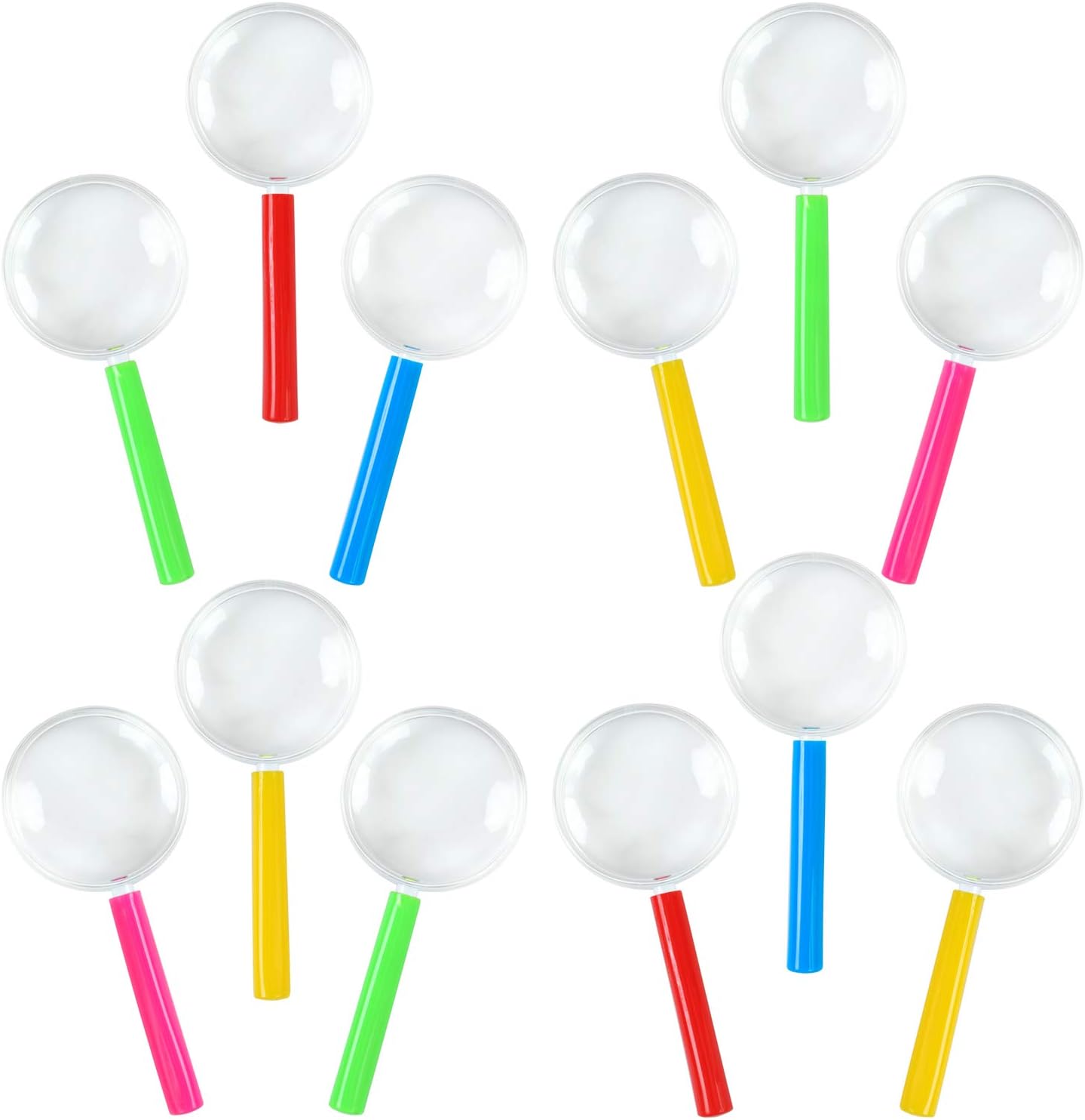 Elcoho 25 Pack Magnifying Glasses Plastic Colorful Magnifying Glasses for Party Favors with Storage Bag, 5 Colors