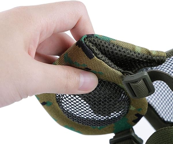 Masque pliable pour airsoft, demi-masque en maille avec protection auditive pour jeux de guerre Cs, BB Gun, chasse, paintball - 5