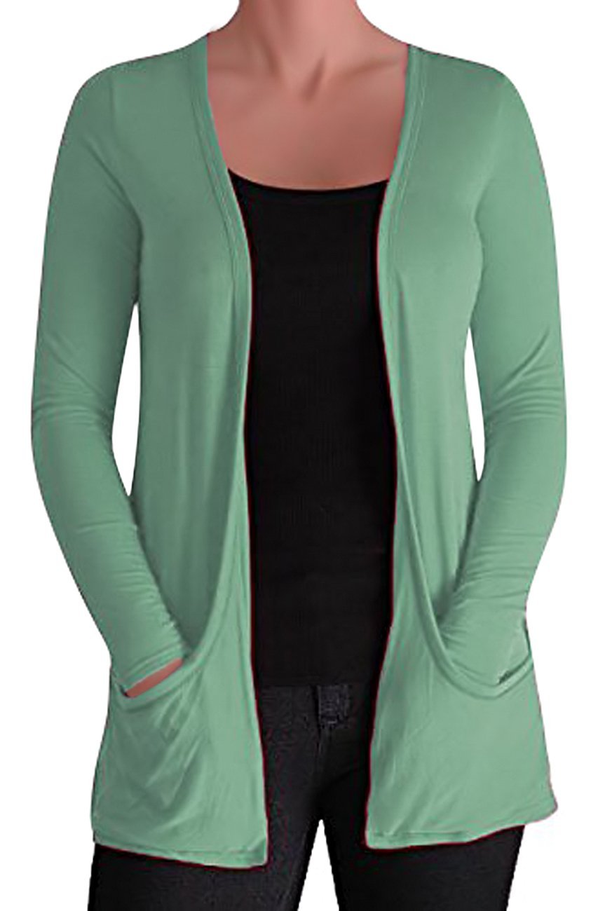 EyeCatchClothing - Atlanta Casual Lightweight Waterfall Shrug Cardigan Mint M/L