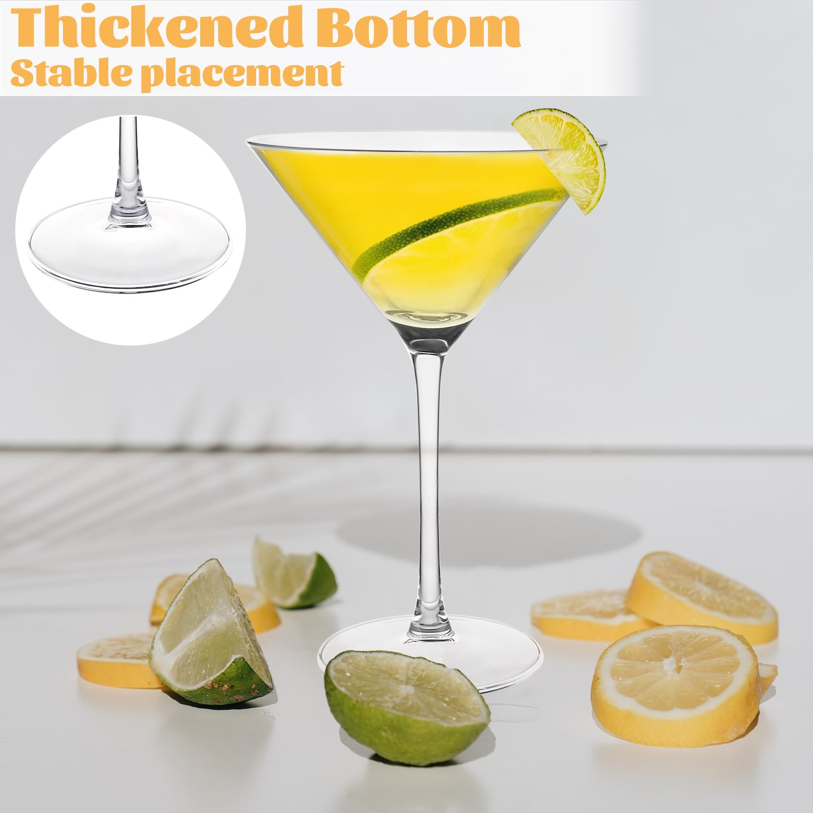 Lot de 4 Verres à Martini - 250 ml - Verres Cosmopolitan - Pour Fête, Maison, Fêtes, etc
