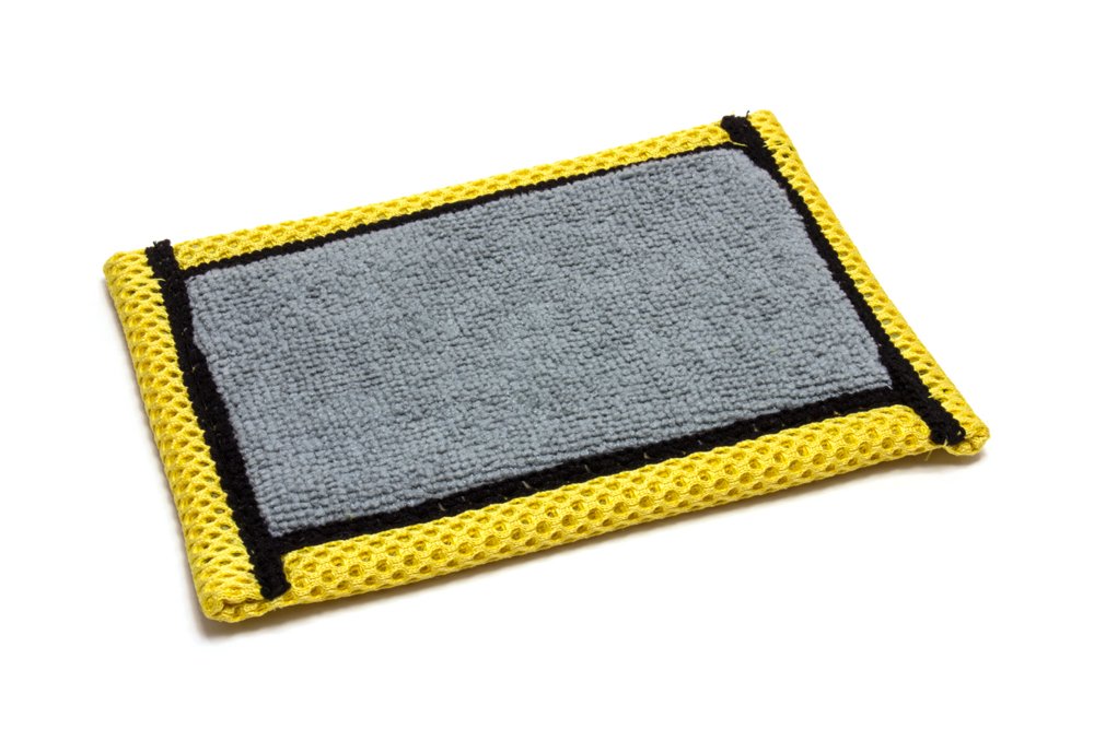 Gąbka do naczyń i kuchni z mikrofibry - 10 cm x 16 cm - Wymienna gąbka do naczyń, odporna na zarysowania, podkładka do szorowania, nadaje się do prania i zmywarki (6, szara i złota)