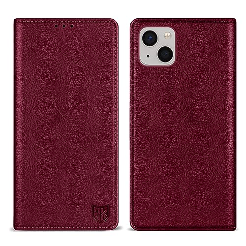 Image of ZZXX for iPhone 13 Mini Wallet Case Strong Magnetic 5.4 inch,Wine Red