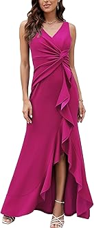 FQAFormal Evening Dresses for Women Elegant Evening Party Prom Dress Long Sexy V Neck Sleeveless Split Wrap