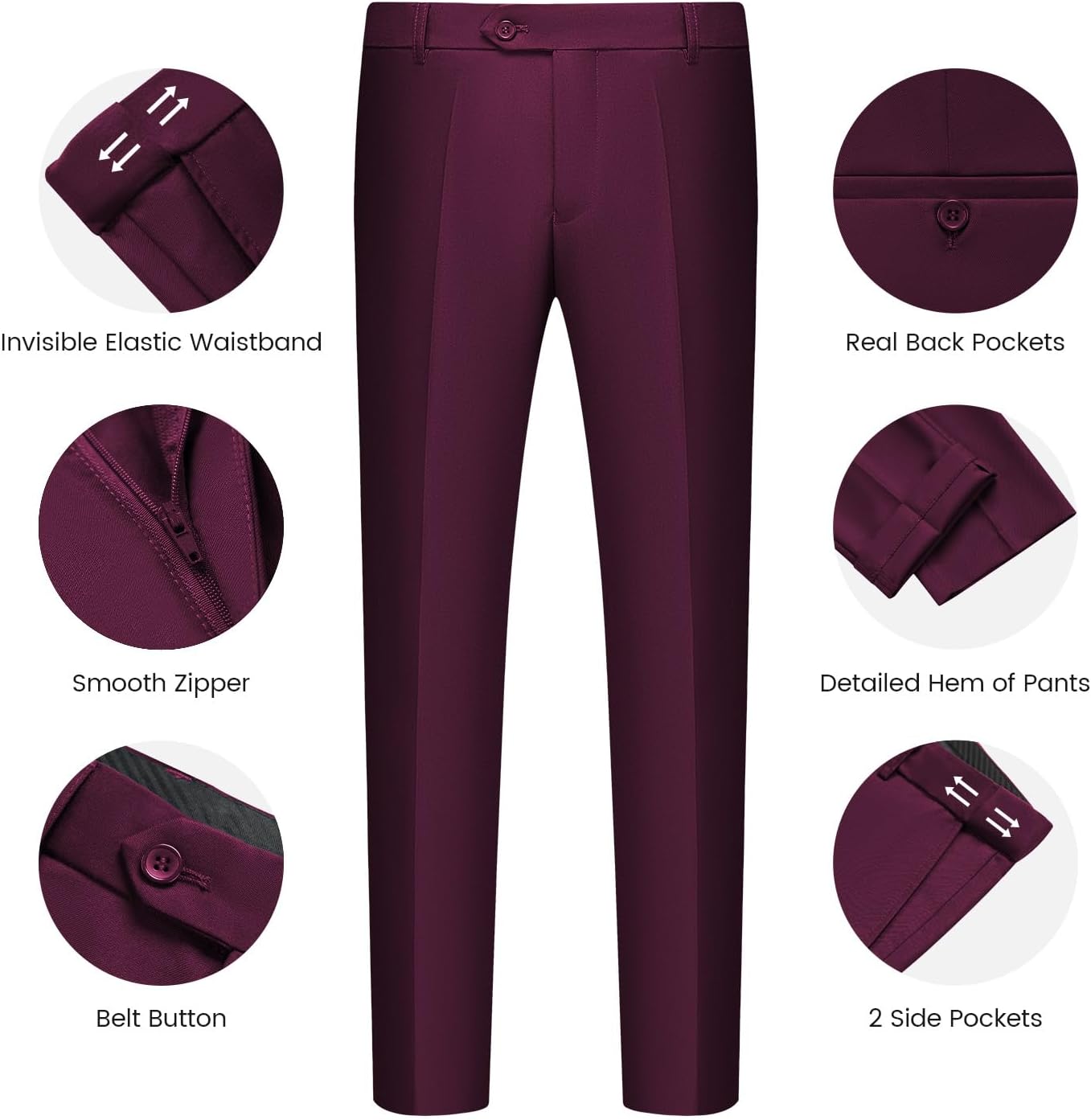WULFUL Men’s Slim Fit Suit One Button 3-Piece Blazer Dress Business Wedding... - Picture 96 of 257