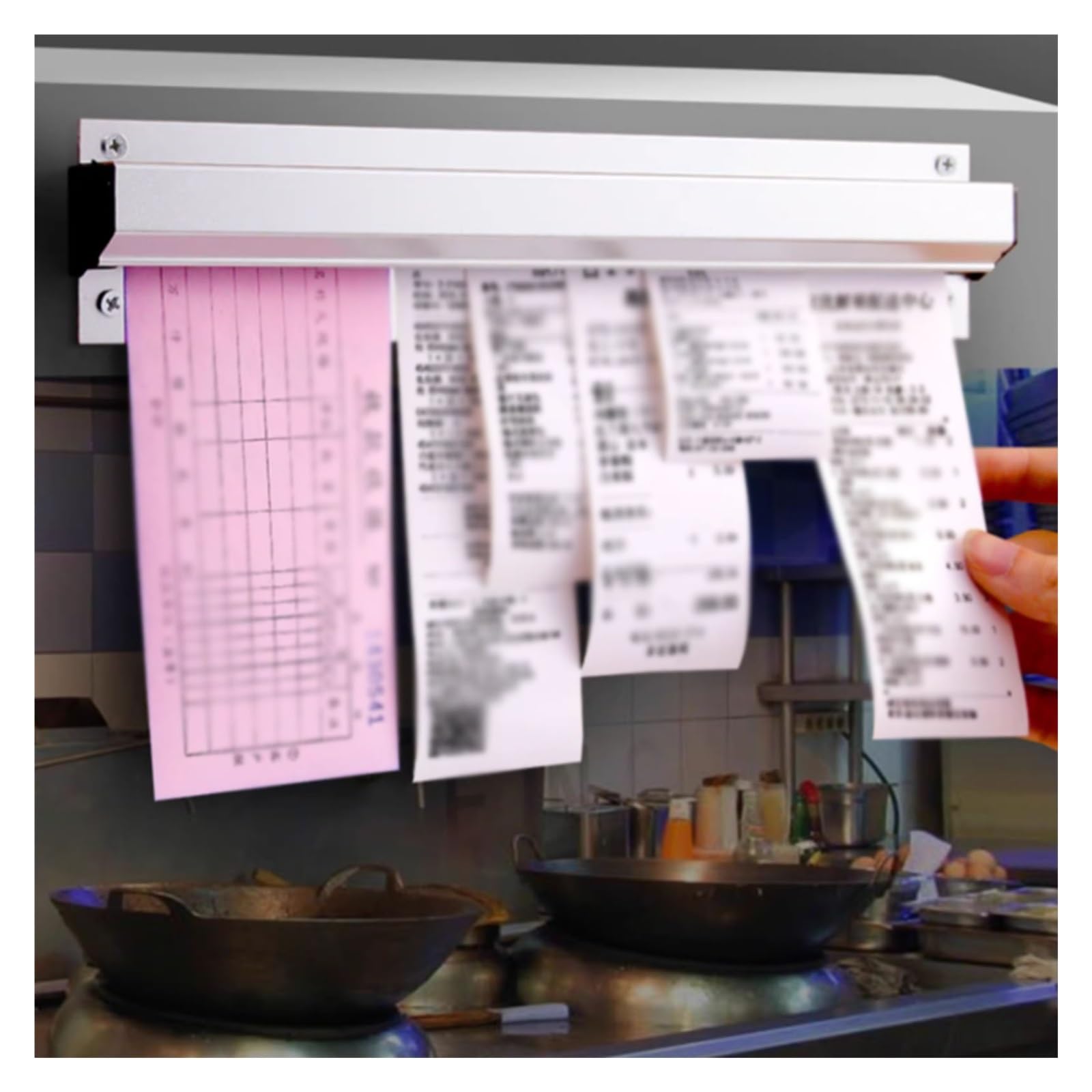 porta-tickets para restaurante Riel Para Tickets De Cocina Comercial De 100 Cm, Soporte Metálico Para Tickets Para Restaurantes, Estante Para Mostrar Pedidos Para Negocios De Catering Online(L 90 cm)