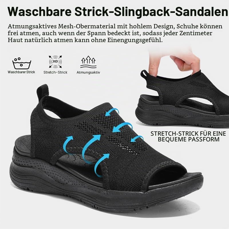 Ziitop Damen Sommer Sandalen - Bequeme Orthopädische Slingback Slides Mit Weichem Fußbett - Waschbare Outdoor Wassersandalen - Casual Strick Plateau Sandalen