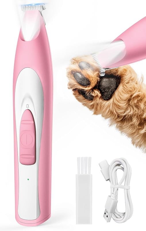 Máquina de Tosa Elétrica para Patas de Cães com LED e Baixo Ruído oneisall Rosa