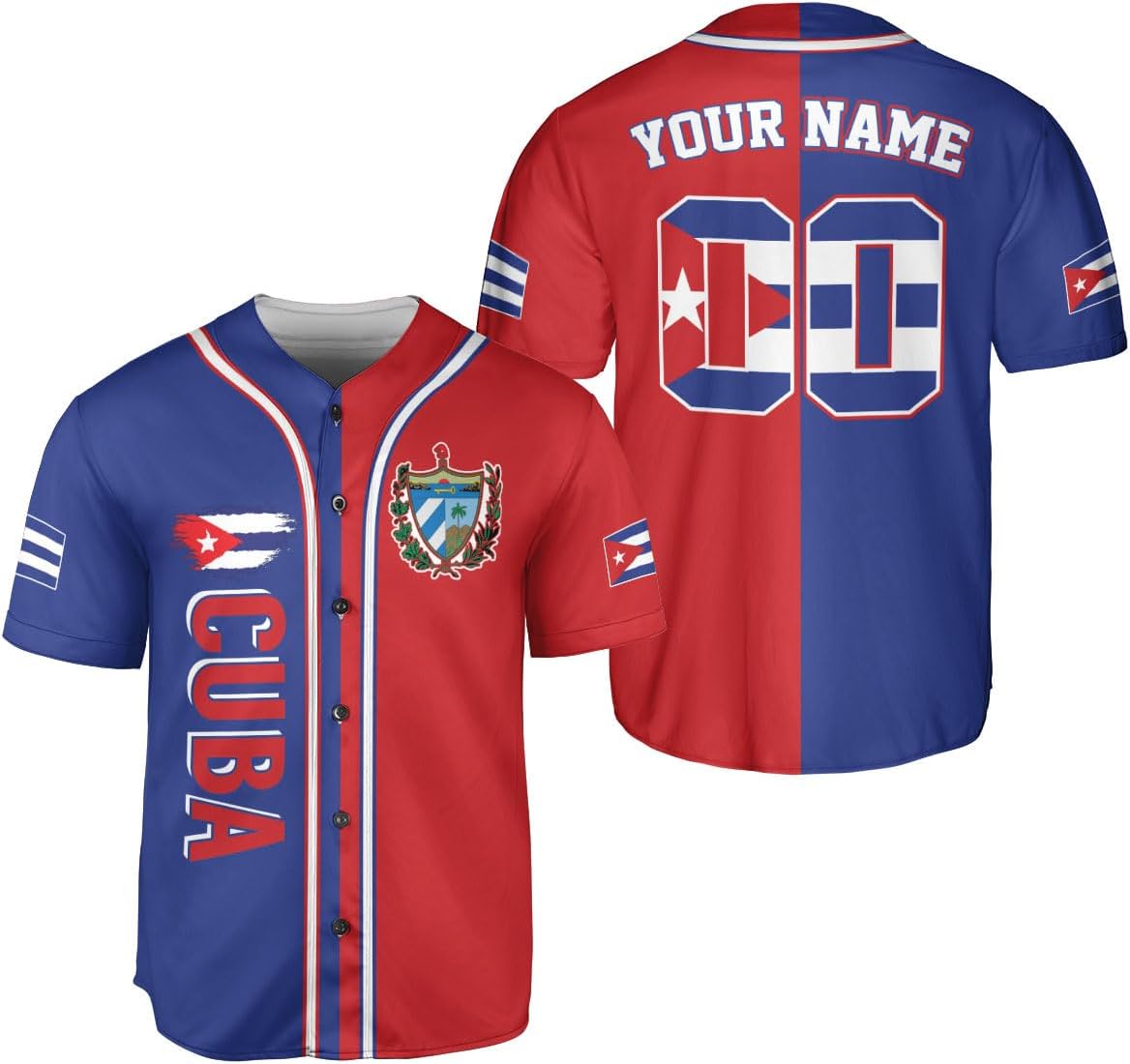 Personalized Cuba Baseball Jersey Shirt, Cuba Flag Jersey, Cuban Jersey for Men and Women, Cuba USA Flag T Shirt