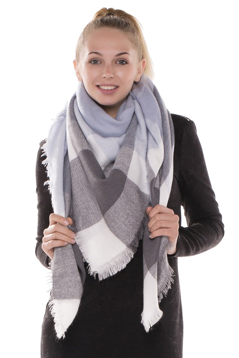 BYOS Womens Chunky Plaid Tartan Checked Soft Brushed Scarf Wrap Tassel Trims