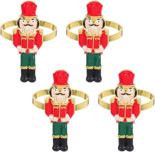 EXCEART Servilleteros de cascanueces de Navidad, 4 servilleteros de Navidad, anillos de mesa para suministros de fiesta de Navidad