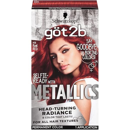 Got2b Metallic Permanent Hair Color, M76 Real Red