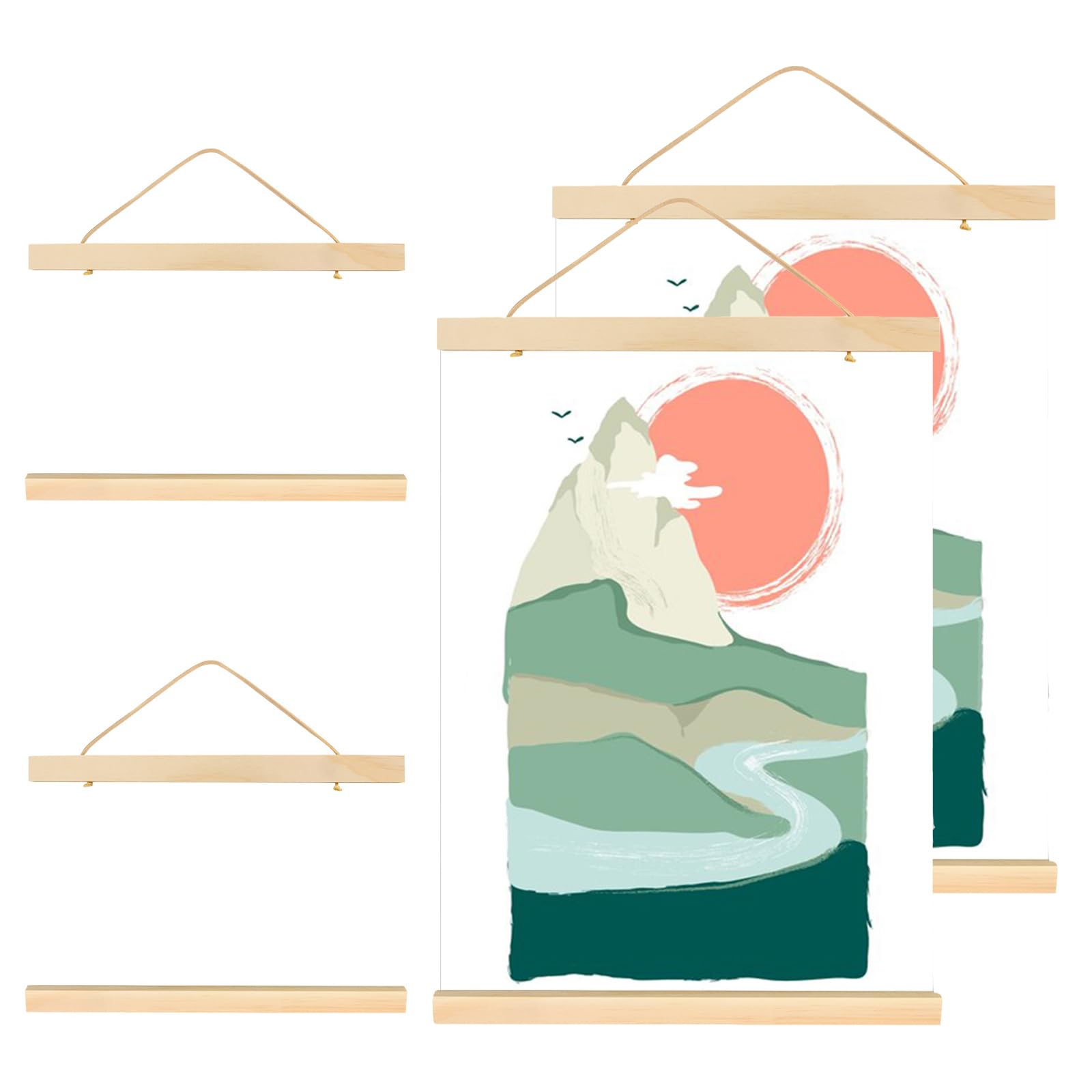 Benjia Lot De 2 Cadres Pour Affiche, Crochets Magnétiques En Bois Léger A3, Pour Toile, œuvres D'art, Art, Impression, Couleur Teck, 30 Cm