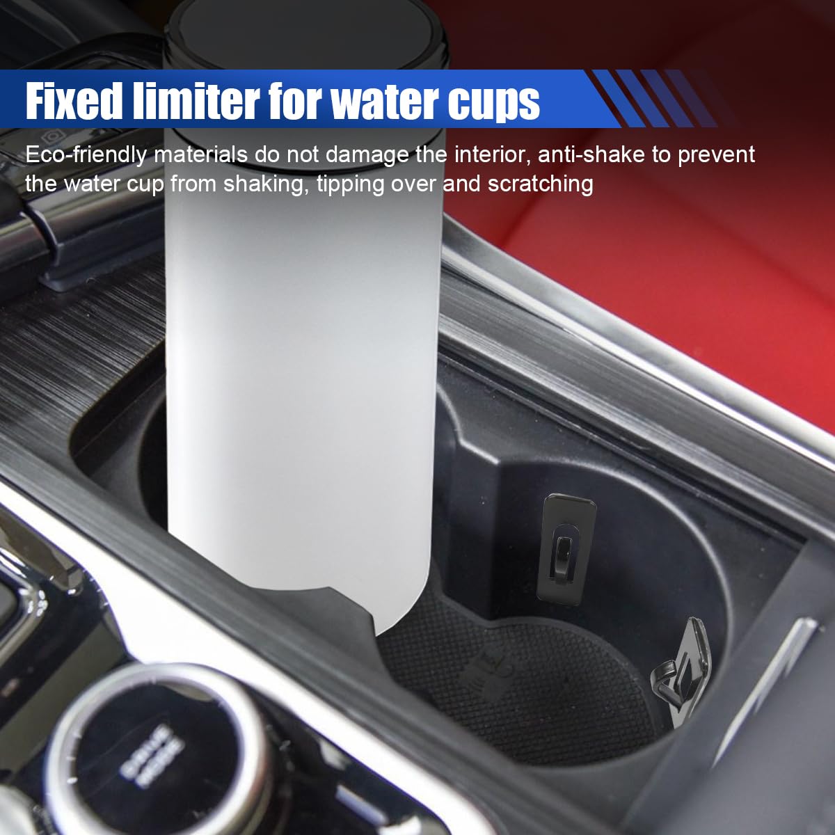 Car Cup Holder Insert with Adhesive Anti-Shake Car Cup Holder Position Limiter Cup Holder Expander Stabilizer Slot Insert — view 3