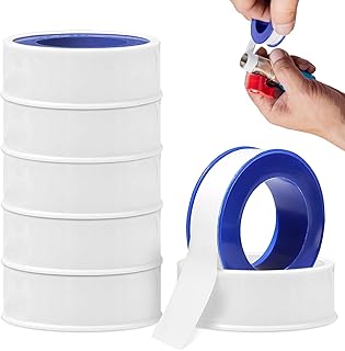 Teflon Tape, 0.47x393inch Water Plumbers Tape, PTFE Thread Seal Tapes for Leak Water, Plumbers, Air Head, Sink Drains (6 Roll, White)