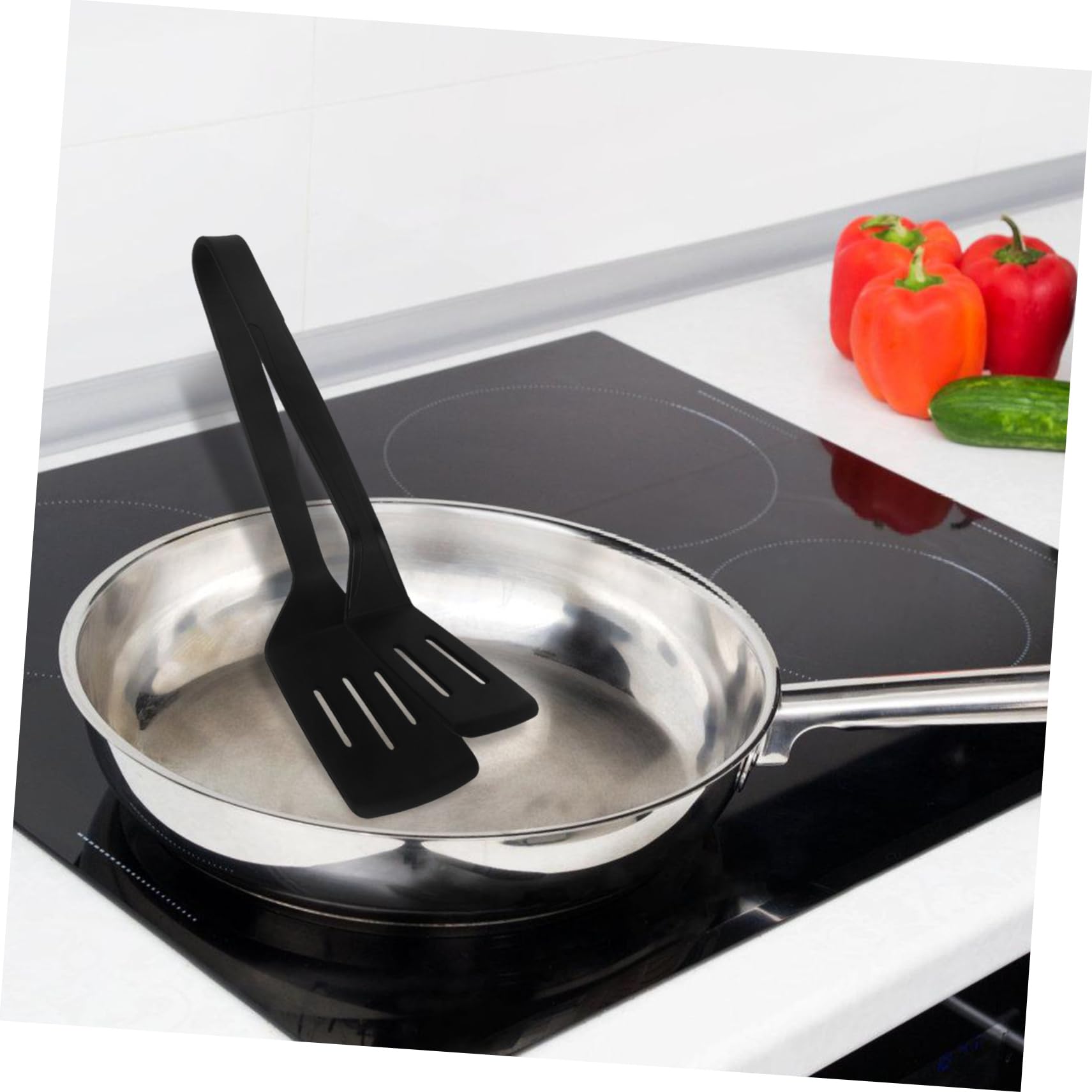 UPKOCH 2 Stück Bratspatel-Clip Dreher Zange Küche Burger-Smasher Grill Essenszange spachtel küchenzange fischzange bratwender Pfannenwender Zange Kochspatelzange Kieselgel Black