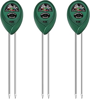 ROUDJER Soil Moisture Meter, 3 Pack 3-in-1 Plant Moisture Meter with Soil Moisture, Light, pH Test Function for Garden, Lawn, Farm, Indoor & Outdoor Potted Plant Use (No Battery Needed)