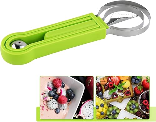 Miniatura 7 de yuntop Kit de cuchillos 4 en 1 para tallar frutas, juego profesional de cuchara de melón de acero inoxidable, cuchara Baller de melón de doble cara,