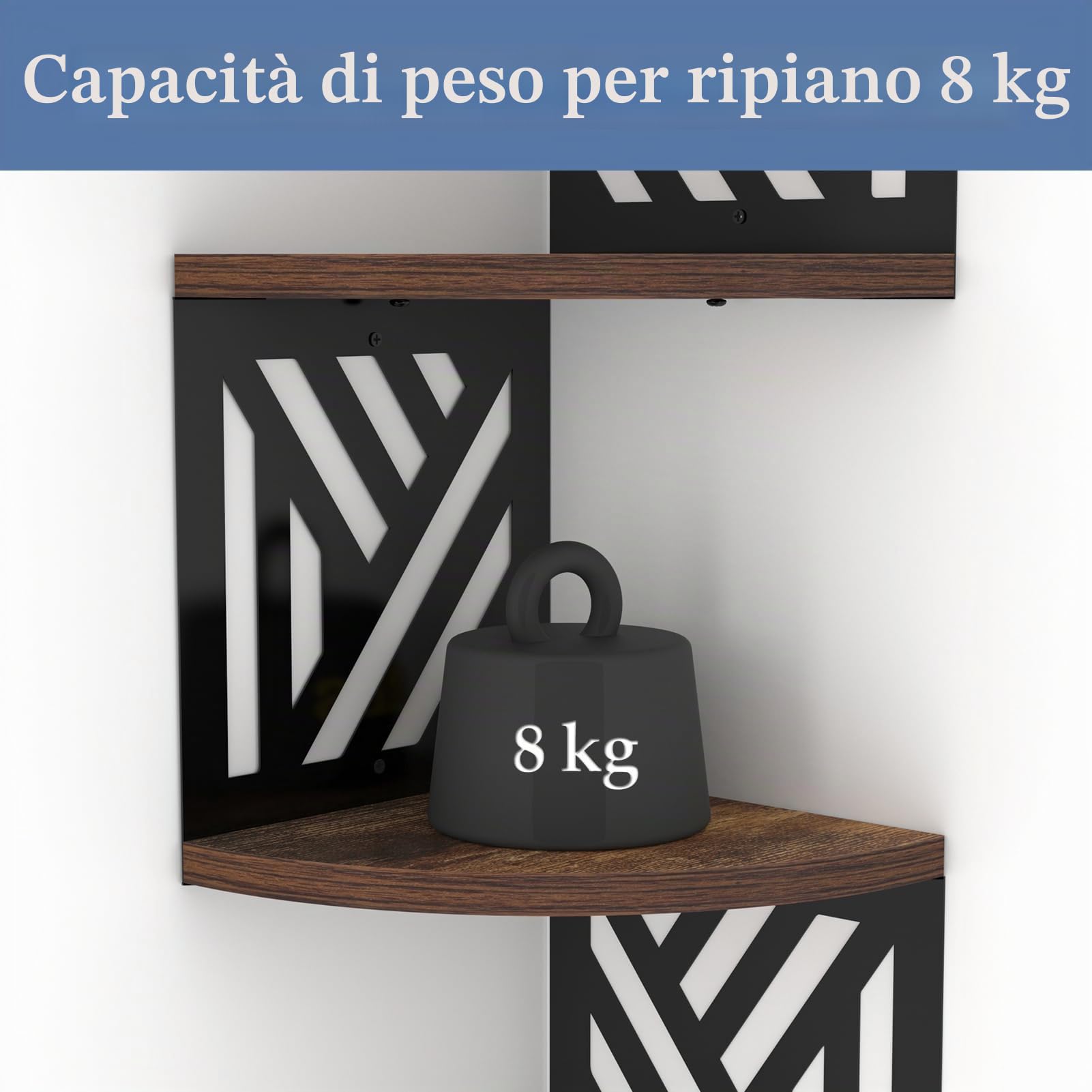 Mensola Angolare in Legno con Disegno Geometrico, 5 Pezzi