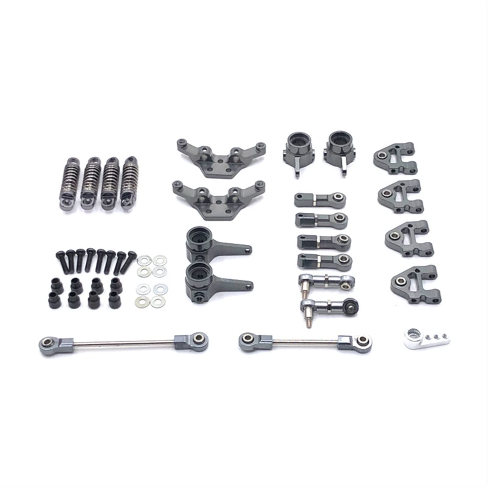 Metalowe części modyfikacyjne Amortyzatory Wahacze itp. 9-częściowy zestaw do WLtoys, 284131 K969 K979 K989 K999 P929 P939 RC Car Zdalny amortyzator samochodowy(Grey)