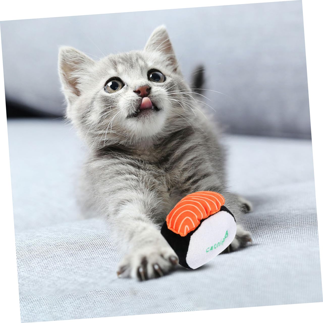 DOITOOL 6piezas Juguete De Gato De Catnip Sonido Sushi De Peluche para Masticar Interactivo para Mantener Tu Gato y Saludable
