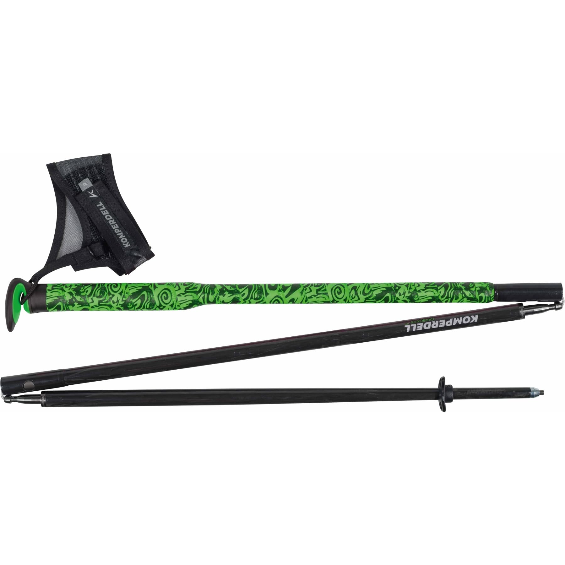 Komperdell FXP Carbon Ultra - Bastone pieghevole da trekking, 45 cm, colore verde e rosa, misura 125 cm, ultraleggero