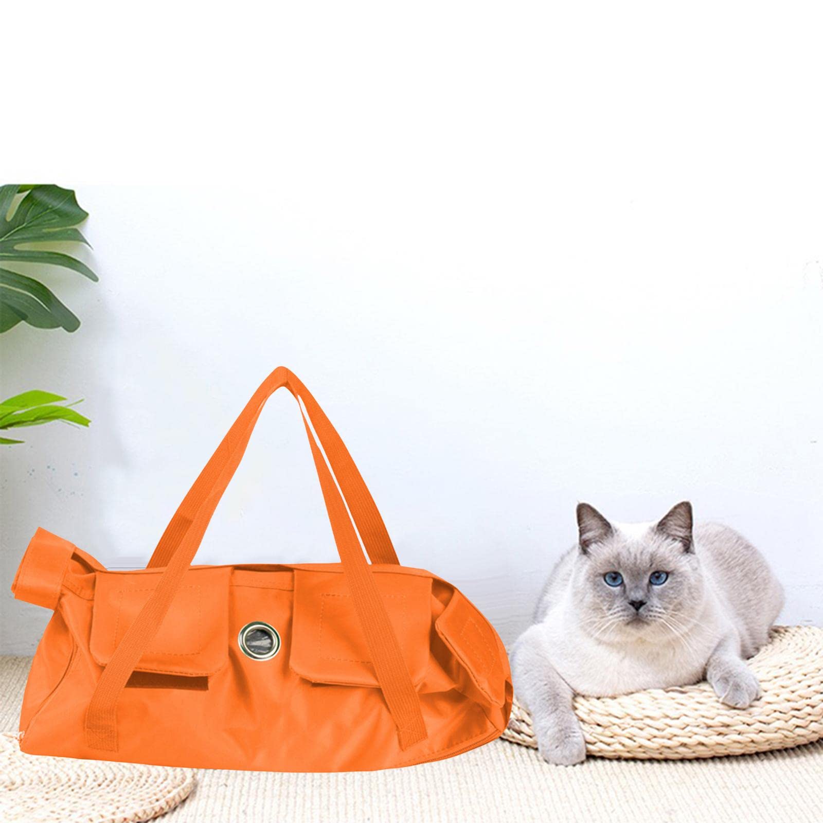Colcolo Sac de toilettage pour Chat Sac de Contention Anti-griffures Pratique pour l'entretien des Ongles, Orange 42cmx25cm M