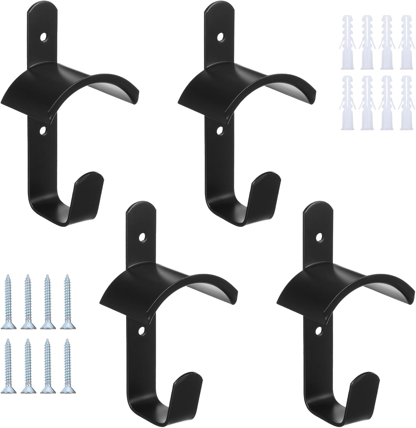4PCS Horse Bridle Hooks, Metal Bridle Rack Wall Mount With Hook, Black Bridle Rack With 8 Screws, Horse Tack Storage Room Trailer Stall Stable Barn Accessories, For Horse Barn Tack Room Stall Storage