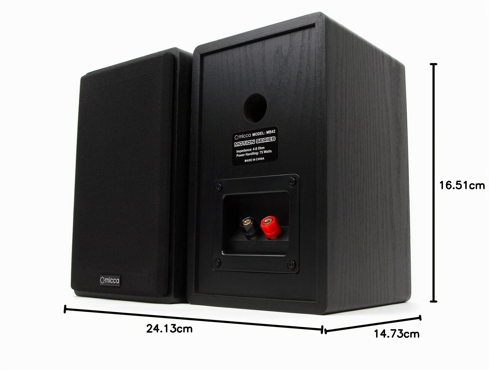 Micca MB42 Bookshelf Speakers for Home Theater Surround Sound, Stereo, and Passive Near Field Monitor, 2-Way (Black, Pair)