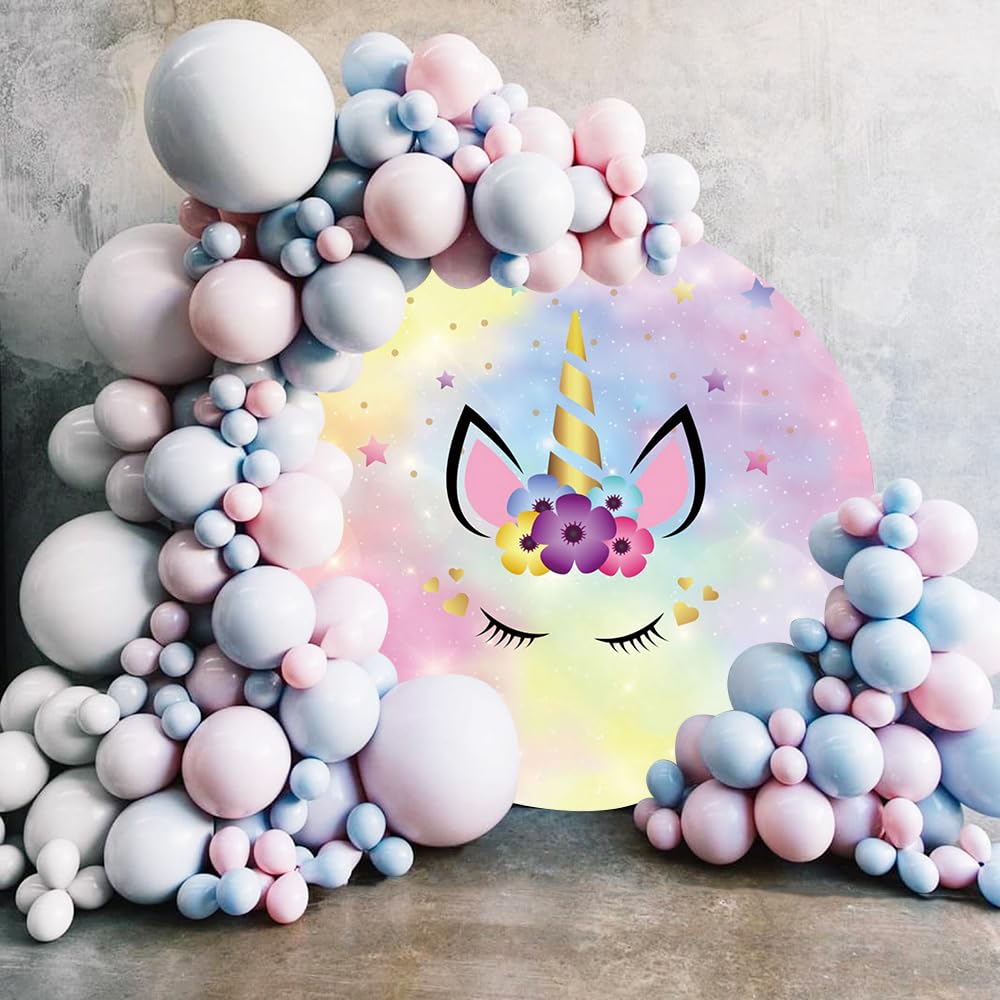 Regenbogen-Hintergrundvorhänge 5er Set (7,5x2,1 M) – Bunt, Drapiert, Für Einhorn-Party, Geburtstag & Babyparty