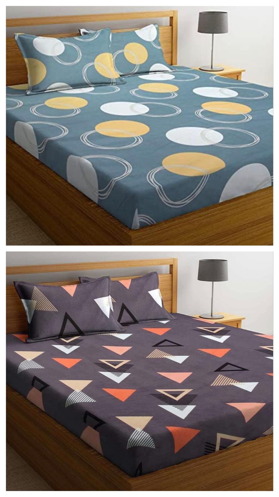 HIYANSHI HOME FURNISHING® Combo of 2 Elastic Fitted King Size Bedsheets with 4 Pillow Covers Double Bed Around Elastic Size - 72 King Sizex78+10 Inch (72 x 78 Inch, King Fitted Bedsheet-9) (B0B7PGV9Q4) Amazon Price History, Amazon Price Tracker