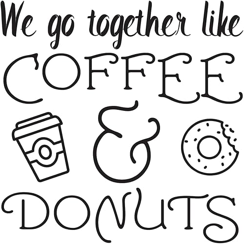 We Go Together Like Coffee & Donuts - Wall Art Decal 23" x 23" Decoration Wall Art Vinyl Sticker - Kitchen Wall Decor - Peel Off Vinyl Stickers for