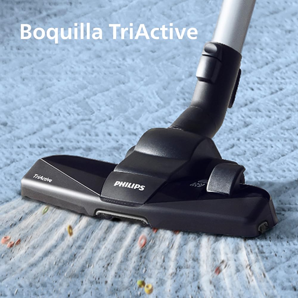 Aspirador sin bolsa Philips PowerPro Compact – Aspiradora ligera, Potencia de 900 W, Boquilla TriActive para suelos duros y alfombras, Filtro HEPA H13 antialérgico, PowerCyclone 5 (FC9332/09)