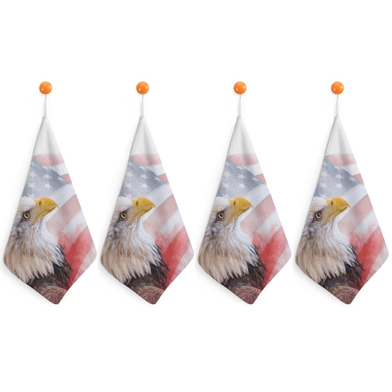 TXFBTRFSA Am-ericans Bald Ea-gles Flag Hand Towels with Hanging Loop Kitchen Towel Handkerchiefs Cleaning Cloths