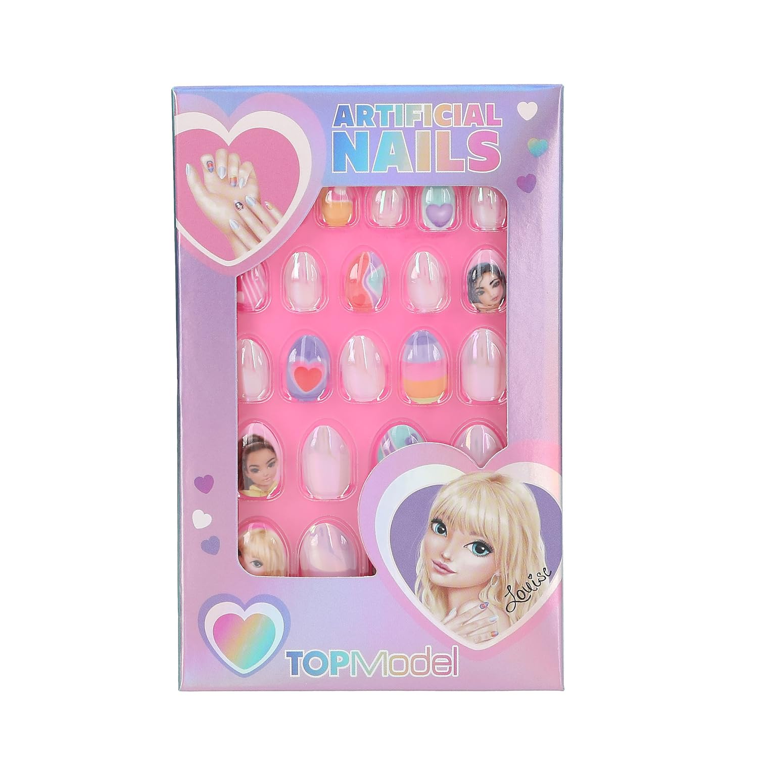 Depesche 13145 TOPModel-Beauty and Aurora, Autoadhesivas, en Bonitos diseños, 24 uñas Artificiales en Varios tamaños, Multicolor, One Size