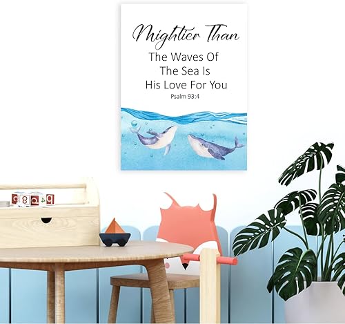 Miniatura 3 de Gwisml Migthier Than The Waves Salmo 934, versículo bíblico, arte de pared para niños, escritura religiosa inspiradora, póster impreso, póster para