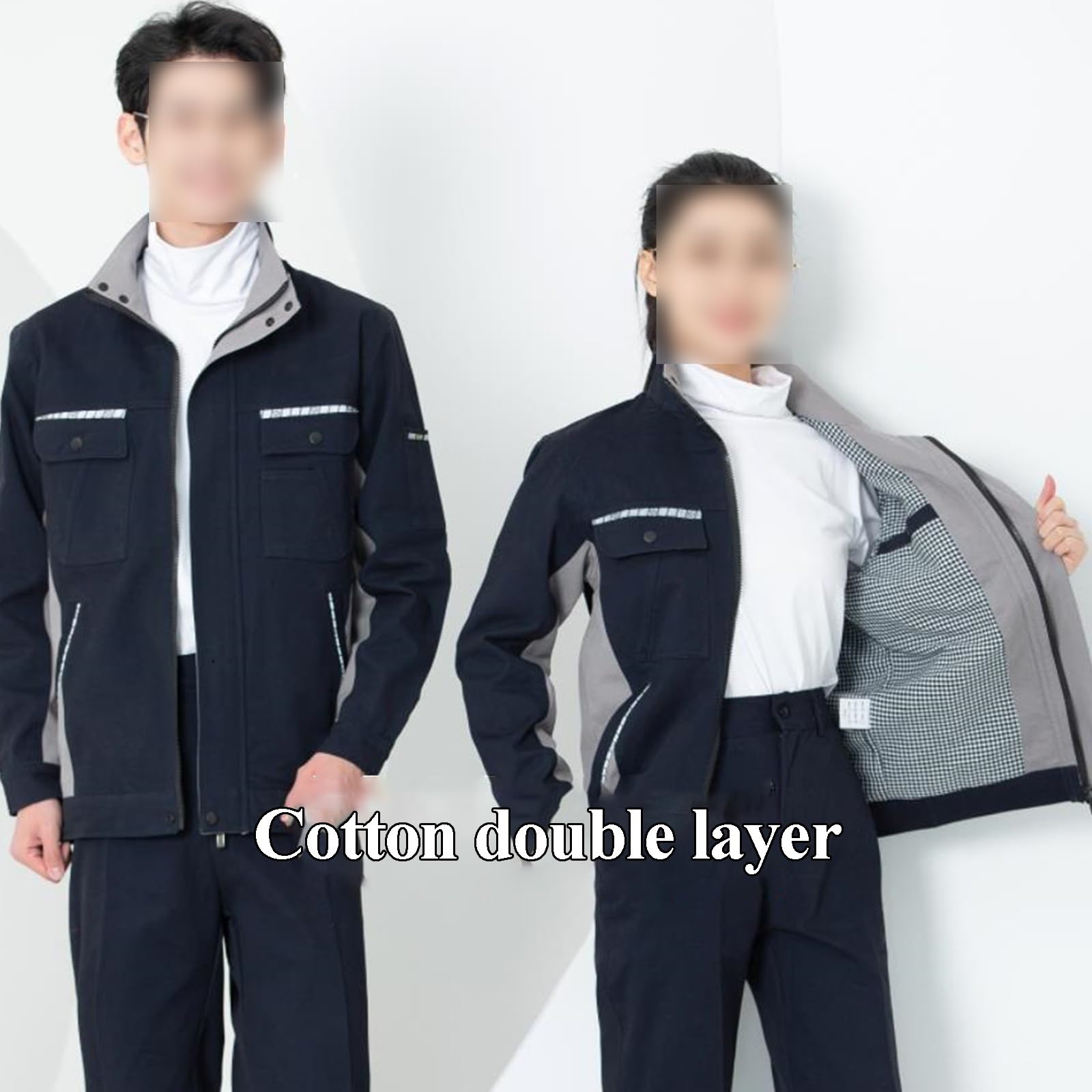 Ropa de Protección Laboral para Hombre Mono de Lona de Algodón con Cuello Alto A Prueba de Viento Dobladillo Ajustable Mono de Mecánico Resistente